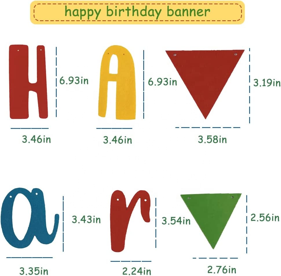  Supply  Design Eco-friendly Reusable Felt Fabric Pennant Happy Birthday Sign Birthday Banner for Party Dec