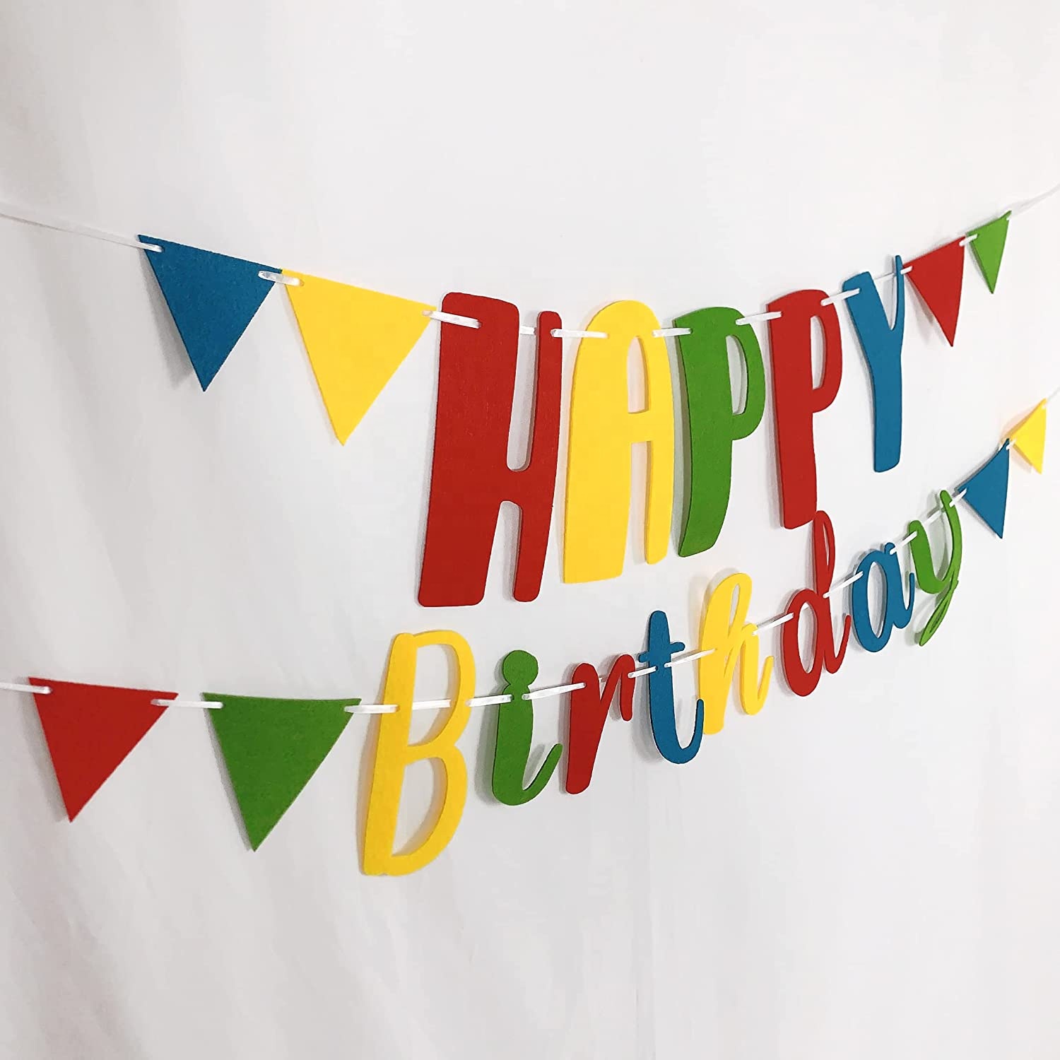  Supply  Design Eco-friendly Reusable Felt Fabric Pennant Happy Birthday Sign Birthday Banner for Party Dec