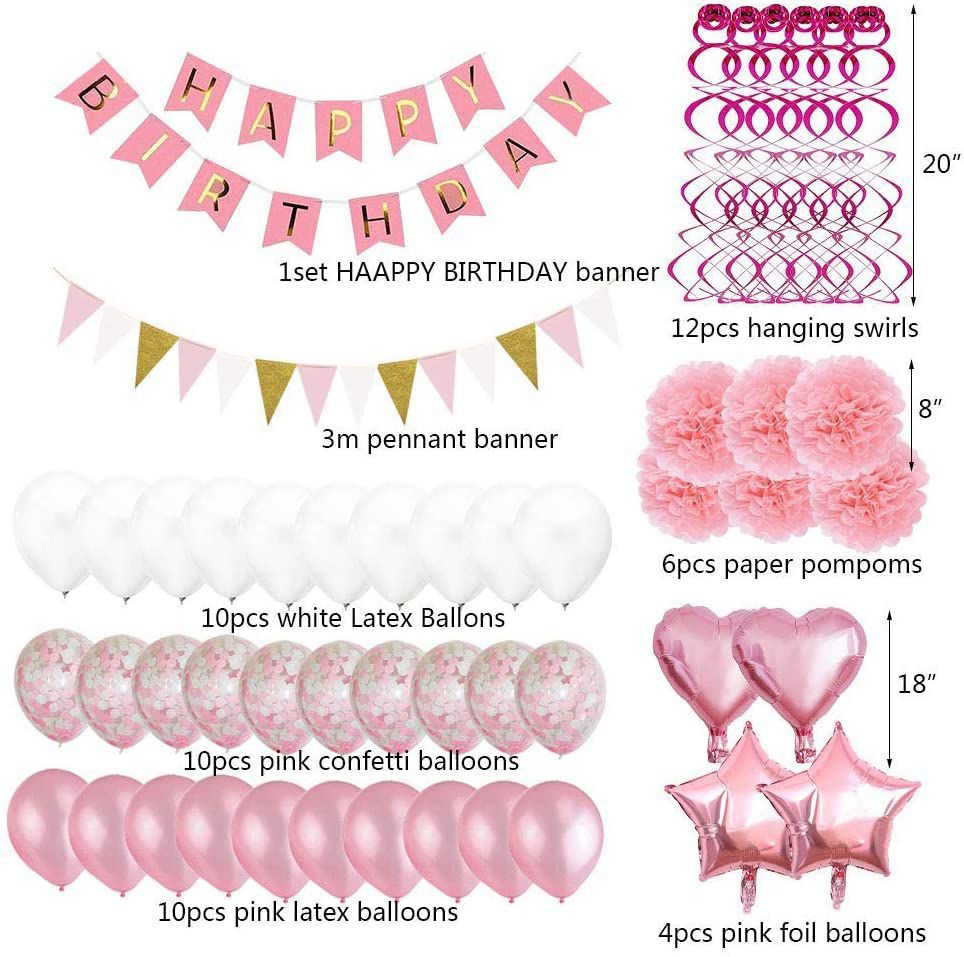 Birthday Decorations Pink Birthday Party Supplies Balloons Party Suit