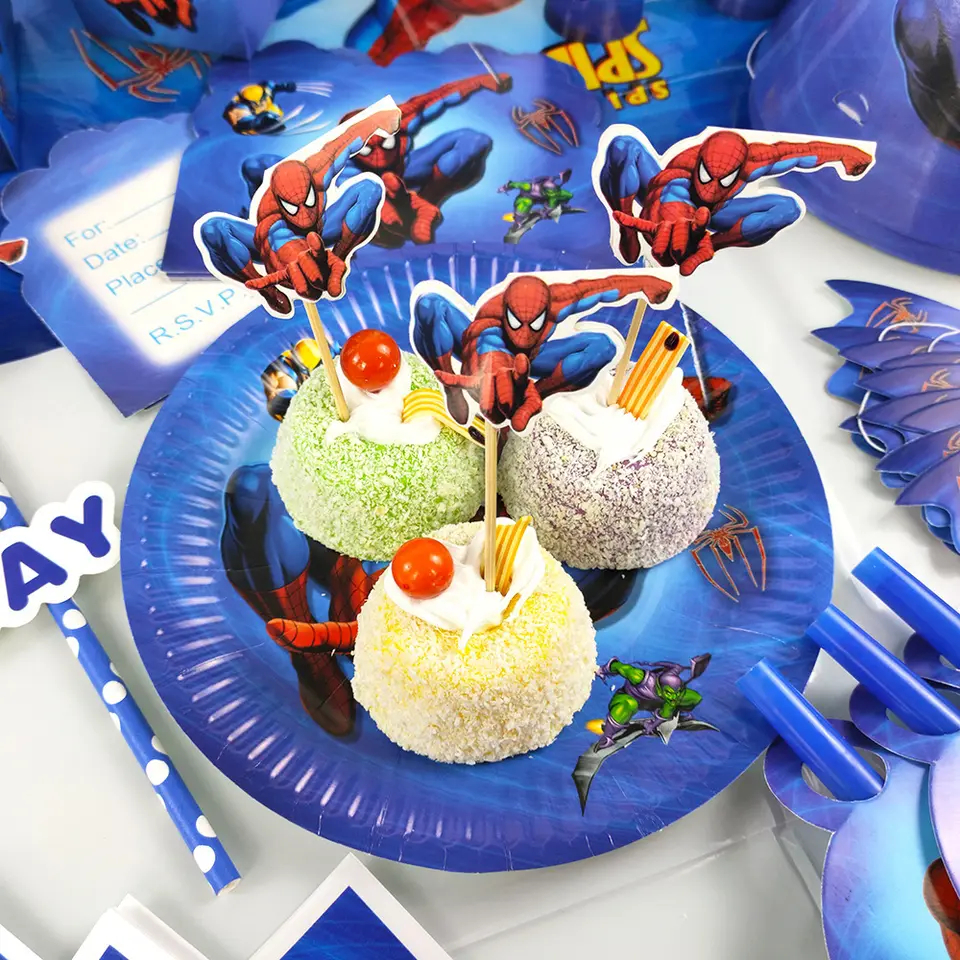 LUCKY Spiderman Birthday Party Decorations Candy Gift Cupcake Box Kids Superhero Party Supplies Party supplies