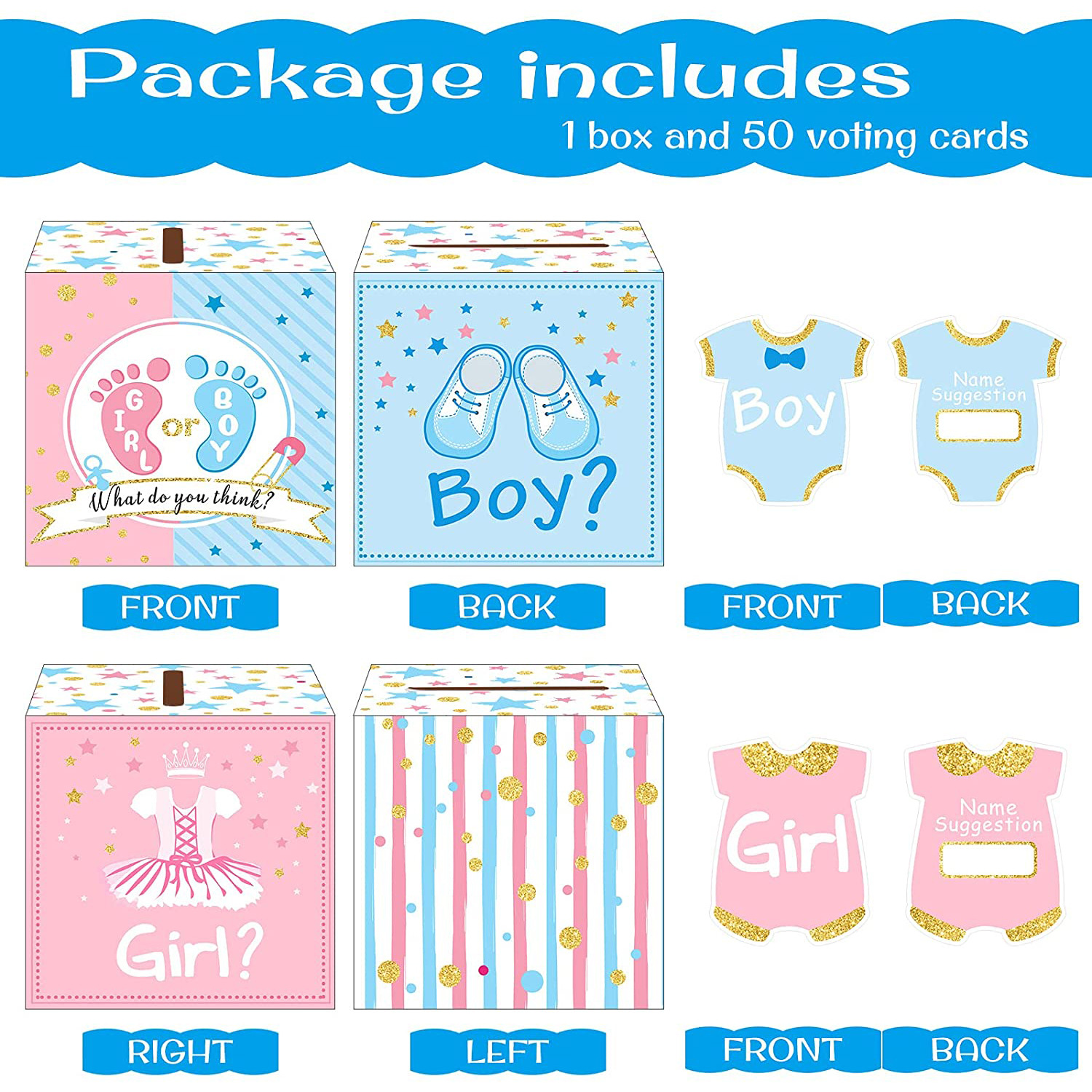 Baby gender reveal display ballot box baby shower party decoration voting game gender display party supplies