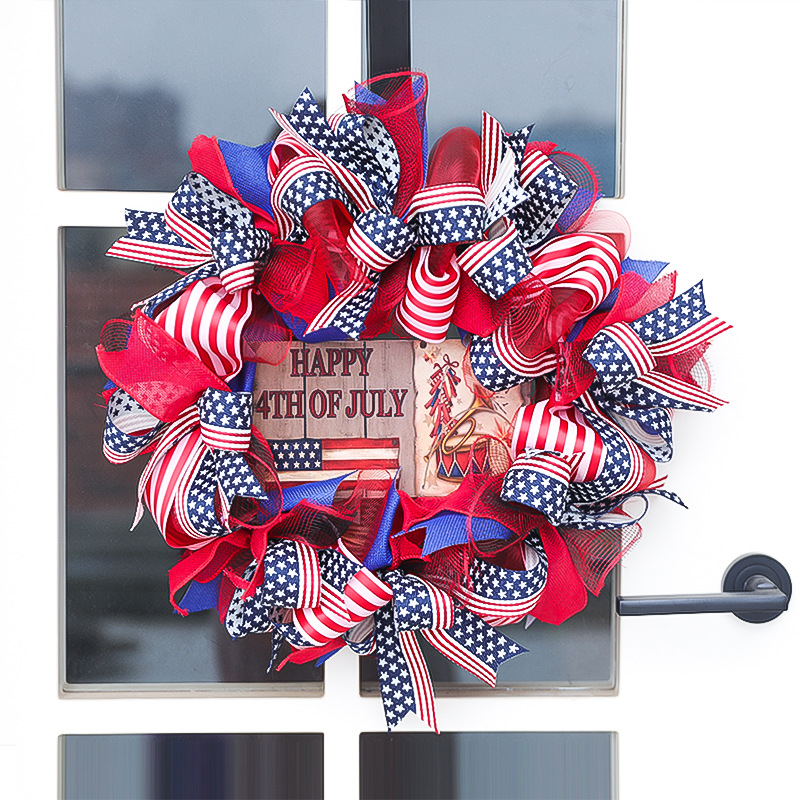 2023 America Independence Day Home Wall Party Hanging Decorations 4th of July Handcrafted Hanging Wreaths Home Decoratio