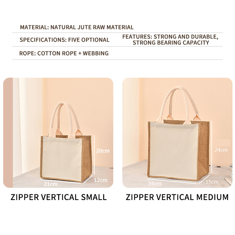  printing  burlap Linen handbag jute portable shopping gift bag women waterproof retro linen tote bag