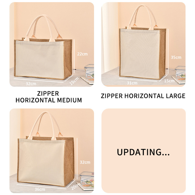  printing  burlap Linen handbag jute portable shopping gift bag women waterproof retro linen tote bag