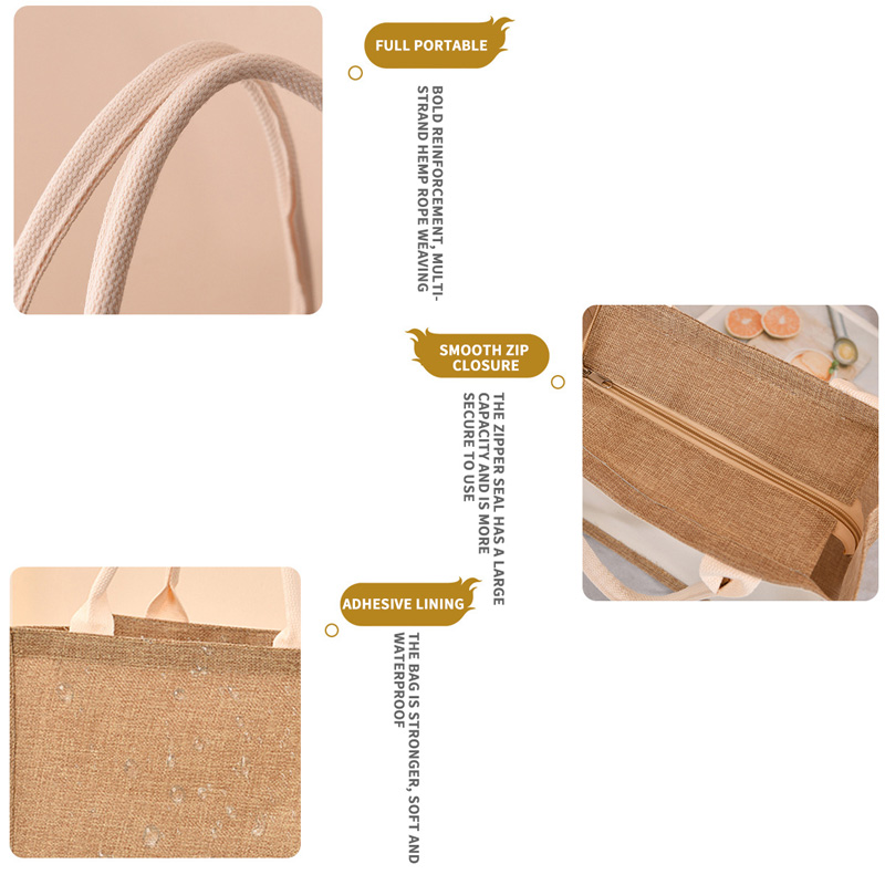  printing  burlap Linen handbag jute portable shopping gift bag women waterproof retro linen tote bag