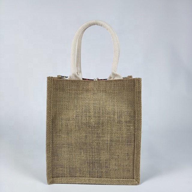 New Trend Tote Bag  With Button With Cotton  Jute Gift Packing Bag With   Natural Burlap Jute Bag