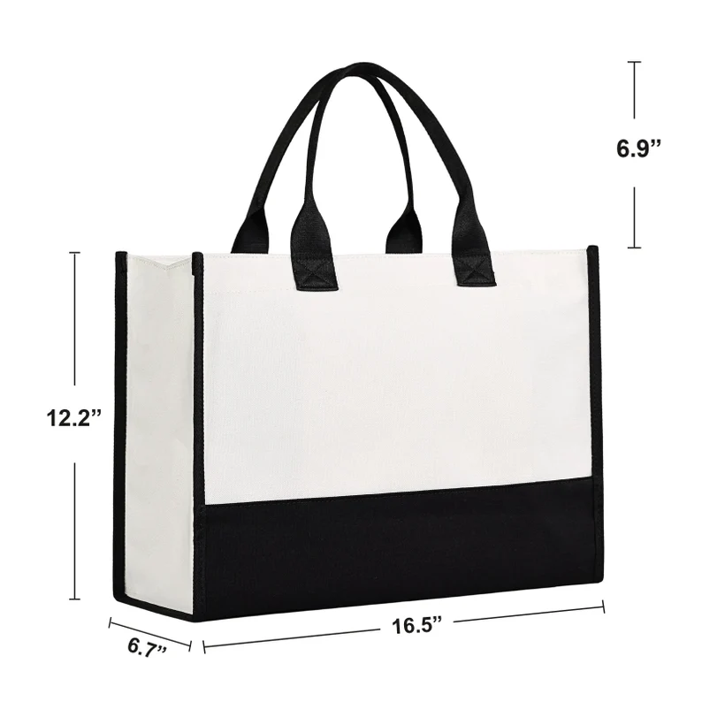  high quality durable waterproof Personalized Initial Canvas Beach tote Bag, Monogrammed Gift Tote Bag For Women shoppin