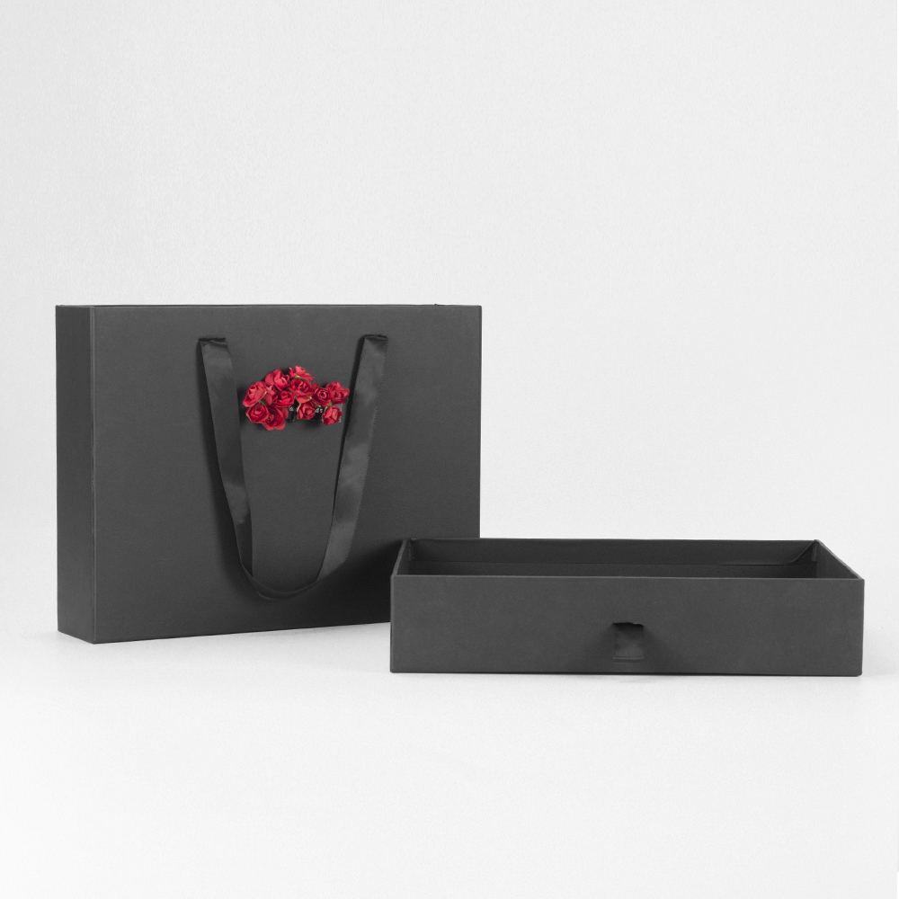  fashion luxury black drawer box paper bag cardboard hard box printing  holiday gift bag