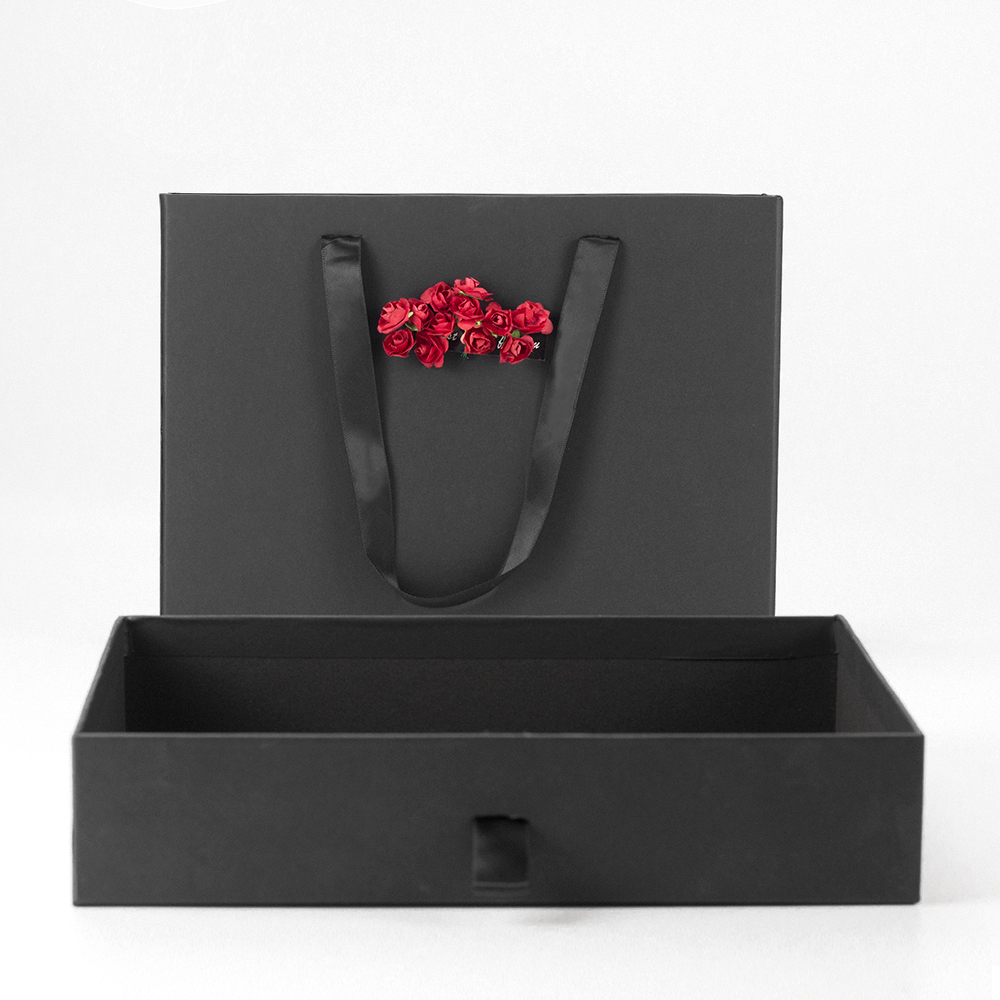  fashion luxury black drawer box paper bag cardboard hard box printing  holiday gift bag