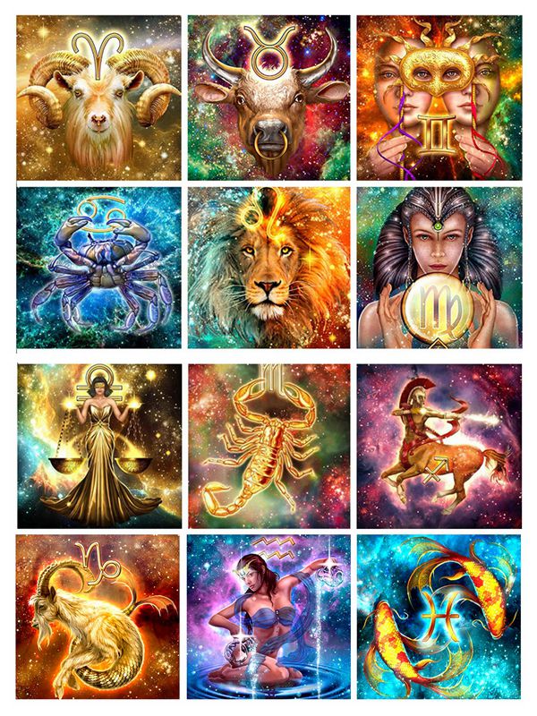 L1281 Diamond Painting Lion Constellation Cross Stitch Kit Mosaic Picture Crystal Rhinestones Animal 5D DIY Diamond Pain