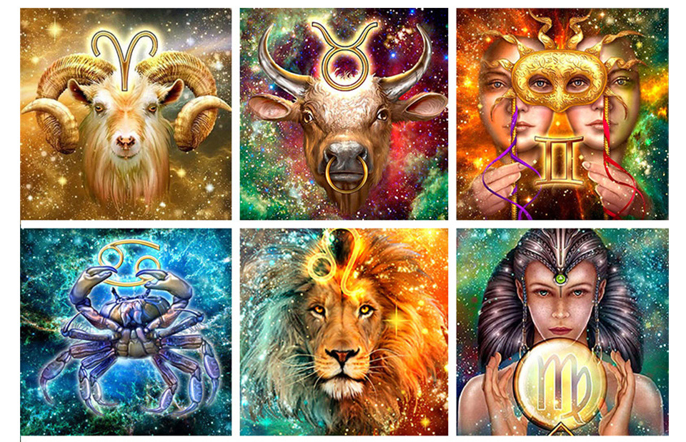 L1281 Diamond Painting Lion Constellation Cross Stitch Kit Mosaic Picture Crystal Rhinestones Animal 5D DIY Diamond Pain