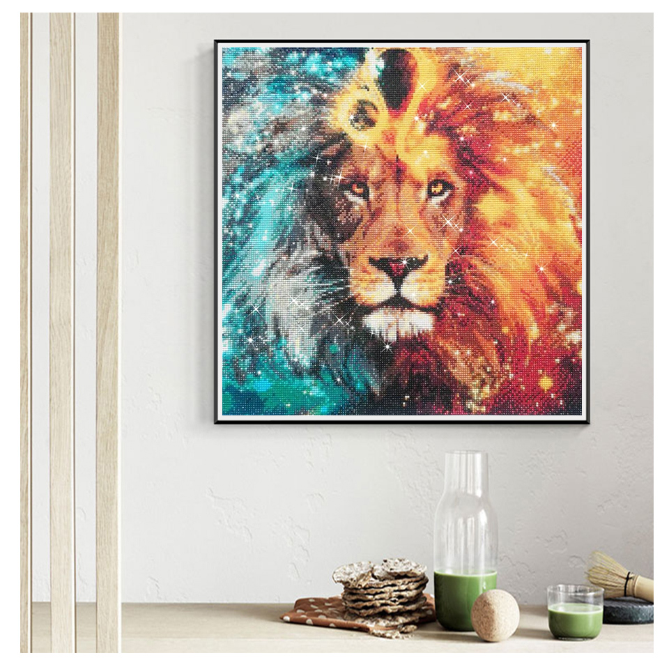 L1281 Diamond Painting Lion Constellation Cross Stitch Kit Mosaic Picture Crystal Rhinestones Animal 5D DIY Diamond Pain