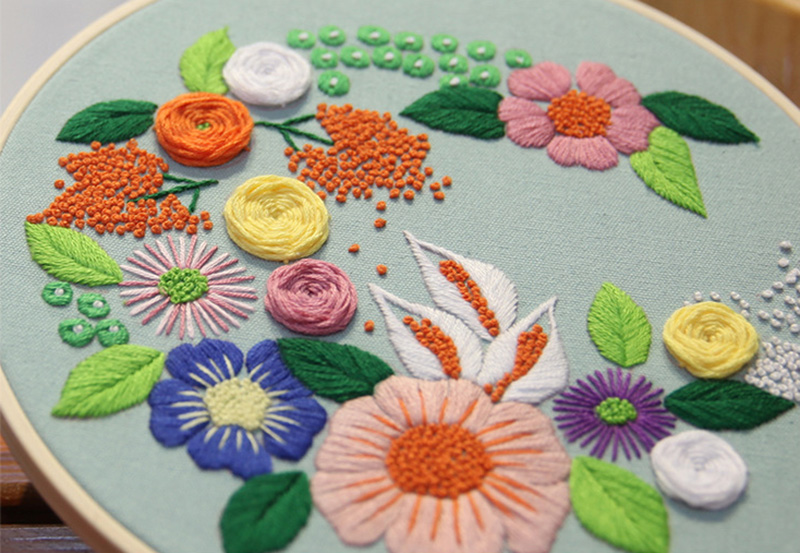 DIY Hand Embroidery Starter Kit Cross Stitch Flower Kit