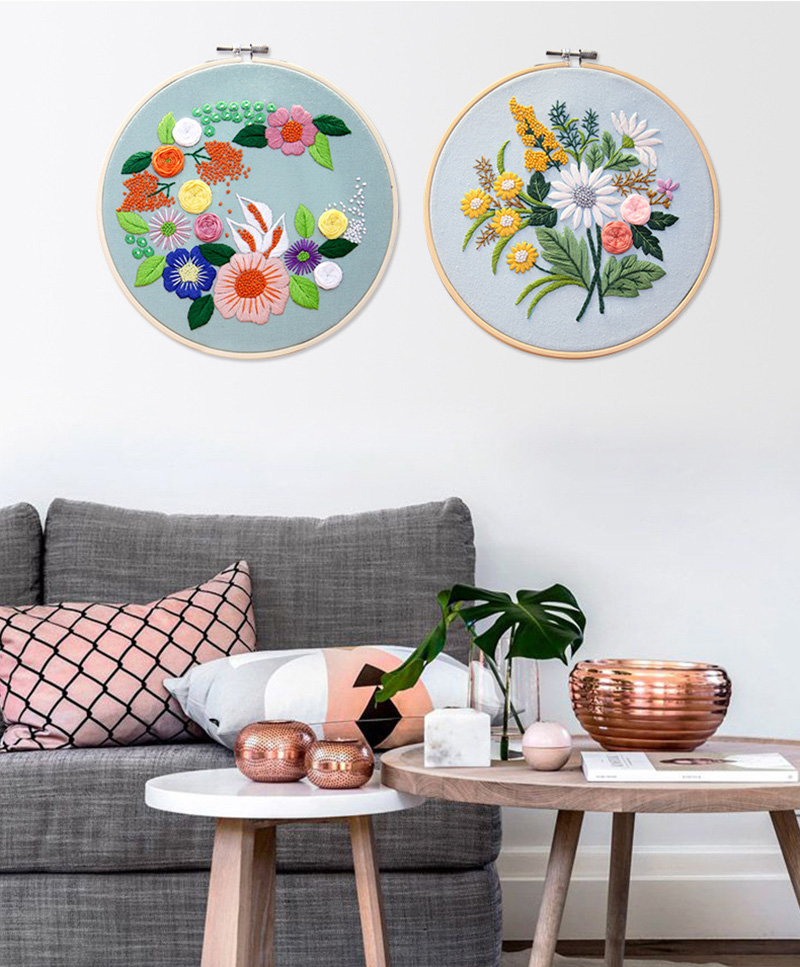 DIY Hand Embroidery Starter Kit Cross Stitch Flower Kit