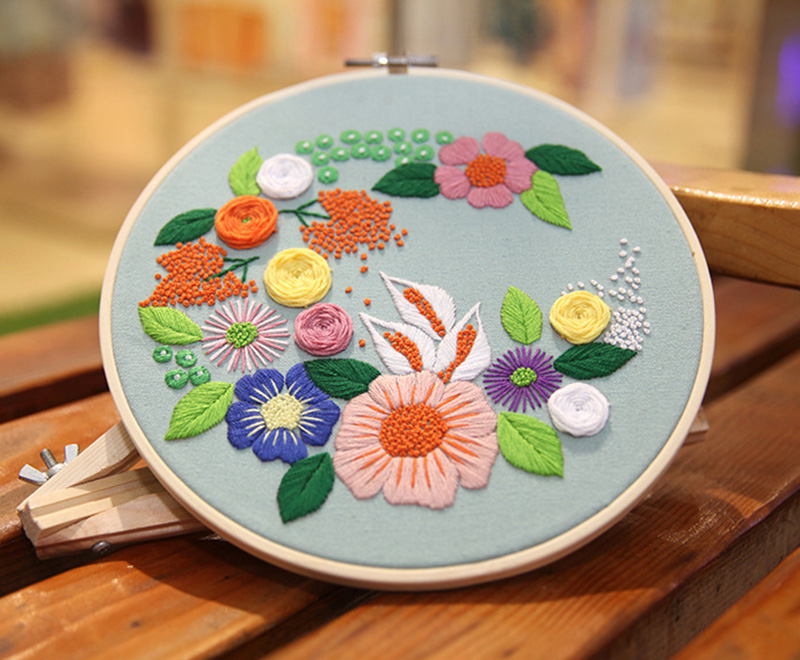 DIY Hand Embroidery Starter Kit Cross Stitch Flower Kit
