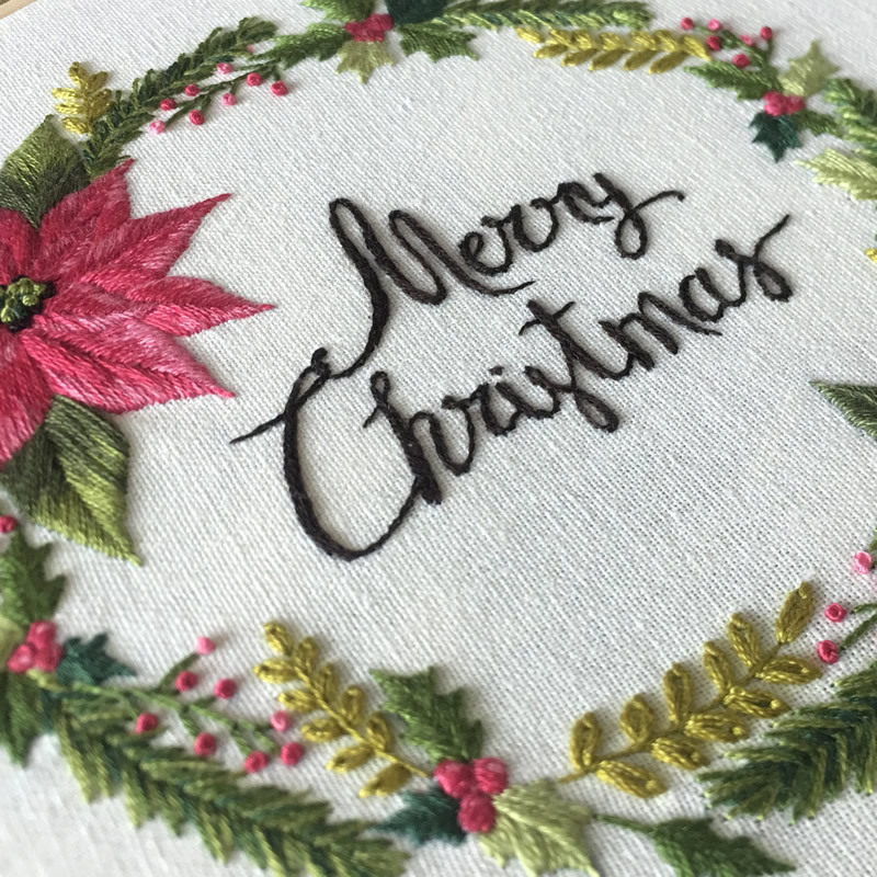 Merry Christmas Cross Stitch Embroidery DIY Kit Beginner Flowers Pattern Printed Sewing Art Craft Painting Home Decor