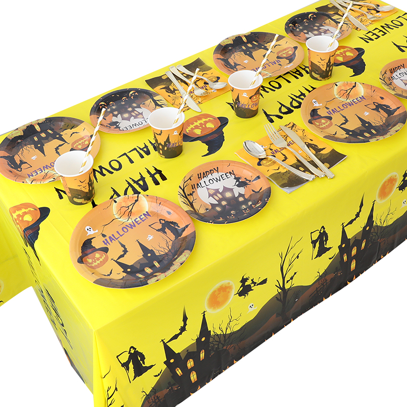 New Halloween decorations disposable paper tray paper cup tablecloth napkin Set Halloween party tableware