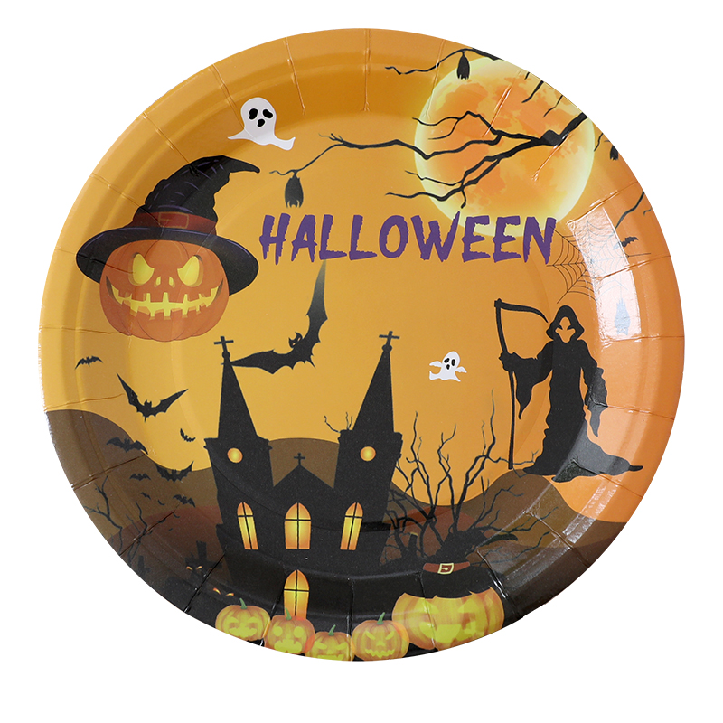 New Halloween decorations disposable paper tray paper cup tablecloth napkin Set Halloween party tableware