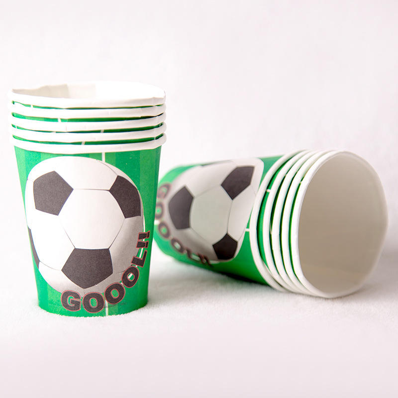 Top Grade Green Football Birthday Party Theme Paper Plate Paper Cup Tableware Set