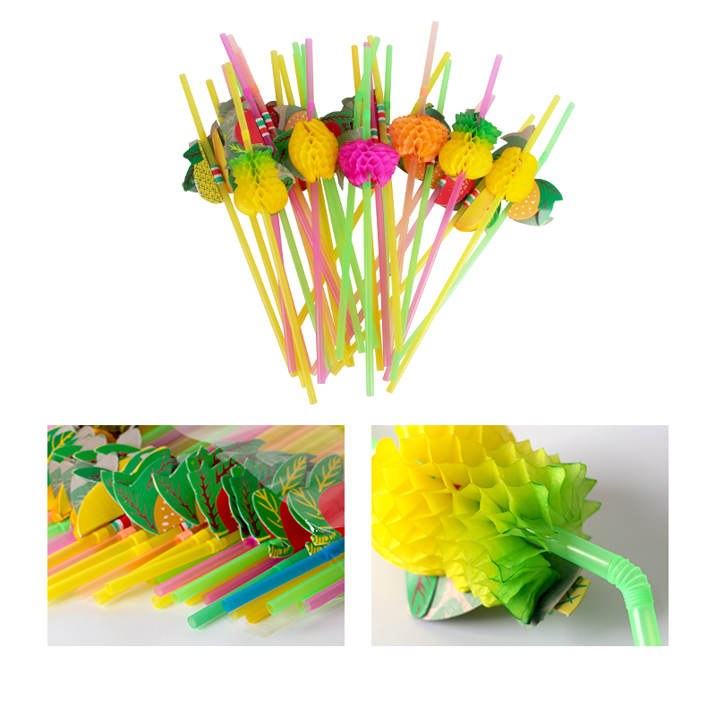 Classic Hawaiian Table Skirt Set With Artificial Flower Pineapple straw Hawaiian Table Skirt For Tropical Party