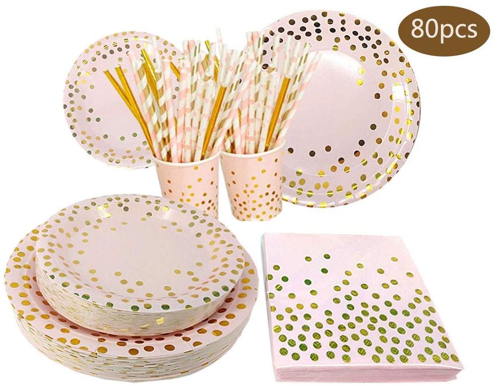  Party Favor Gift 2021 New Birthday Wedding Party Decoration 170 Pieces Rose Gold Party Tableware