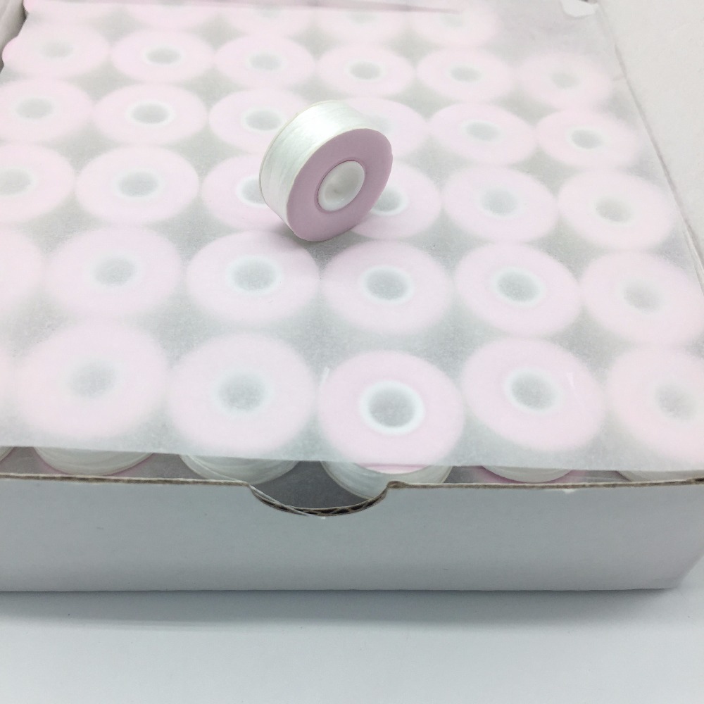  black L 70D/2 side less sewing thread 100% spun cone polyester yarn 144pcs/box pre wound bobbin for embroidery