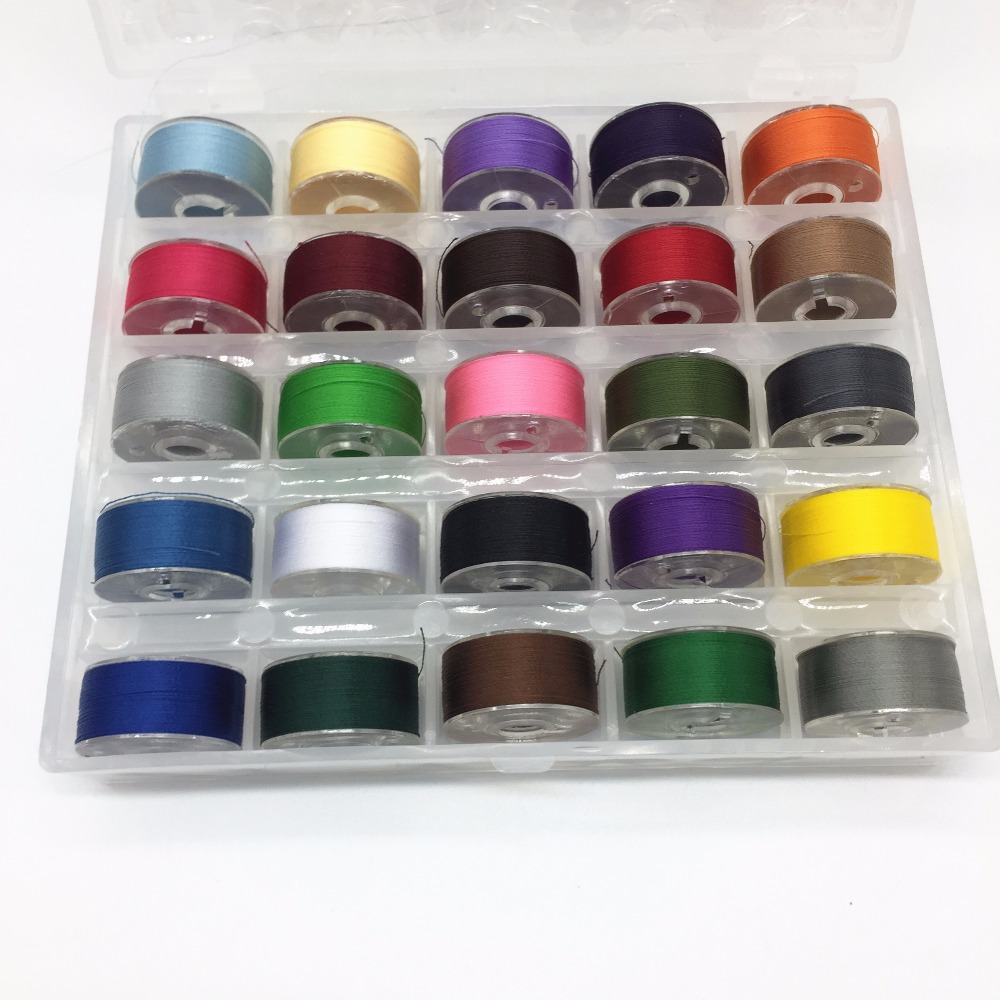  black L 70D/2 side less sewing thread 100% spun cone polyester yarn 144pcs/box pre wound bobbin for embroidery