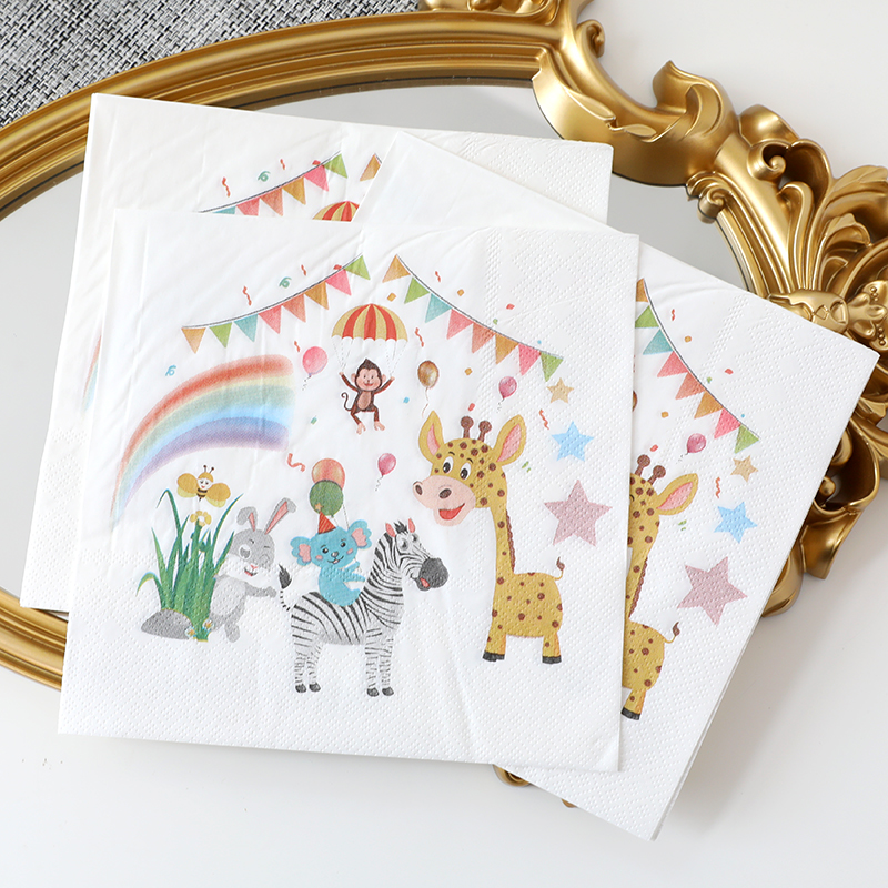 2022 new animal jungle party paper tableware disposable paper tray paper cup tablecloth birthday decoration set 10 guest
