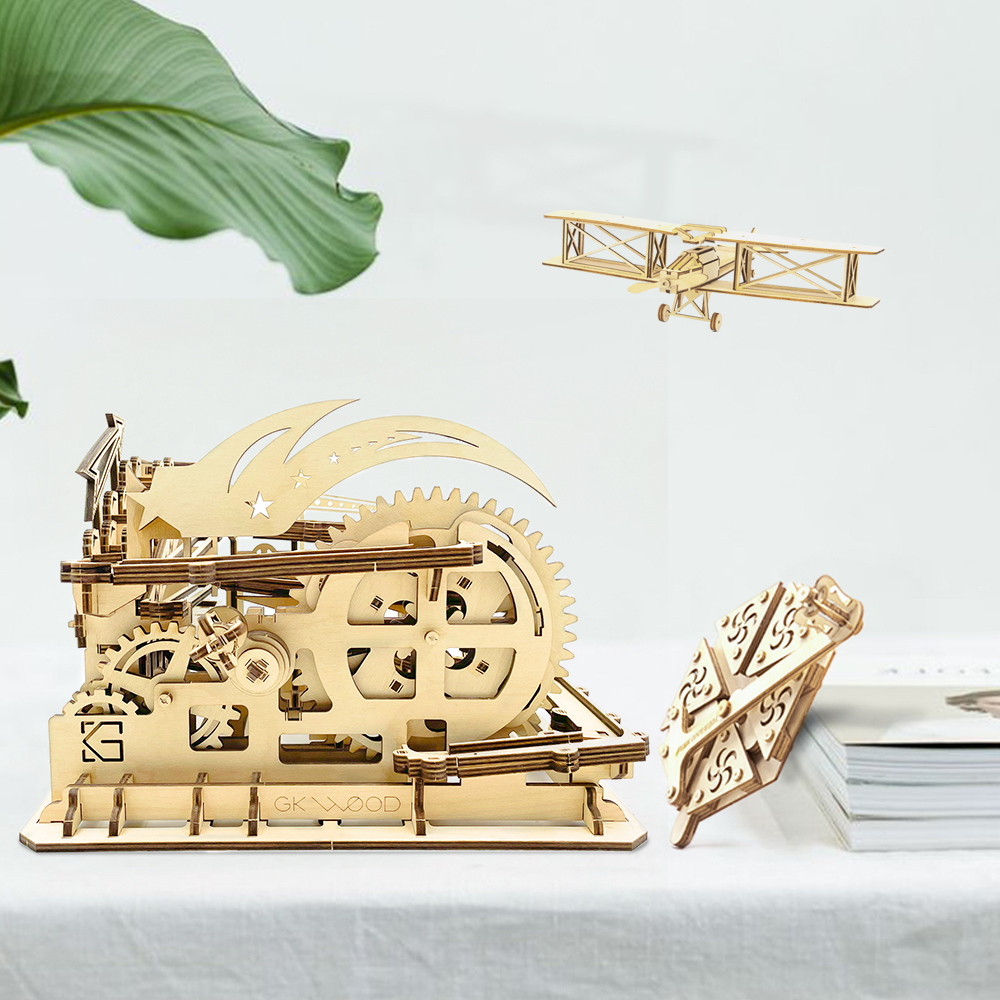 Hot selling Marble run puzzle building kit kids toys educational handmade craft 3d wooden puzzle