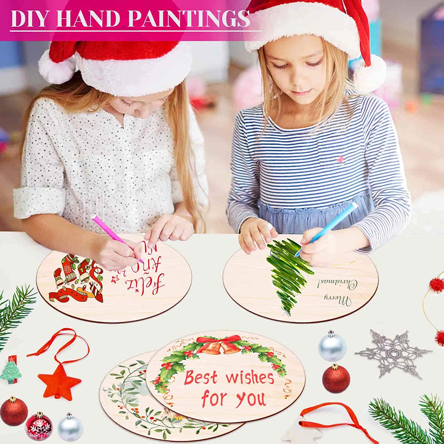 4 Pack 14 Inch Wood Circles for Crafts, Acejoz Round Wood Plywood Circles Unfinished Wood