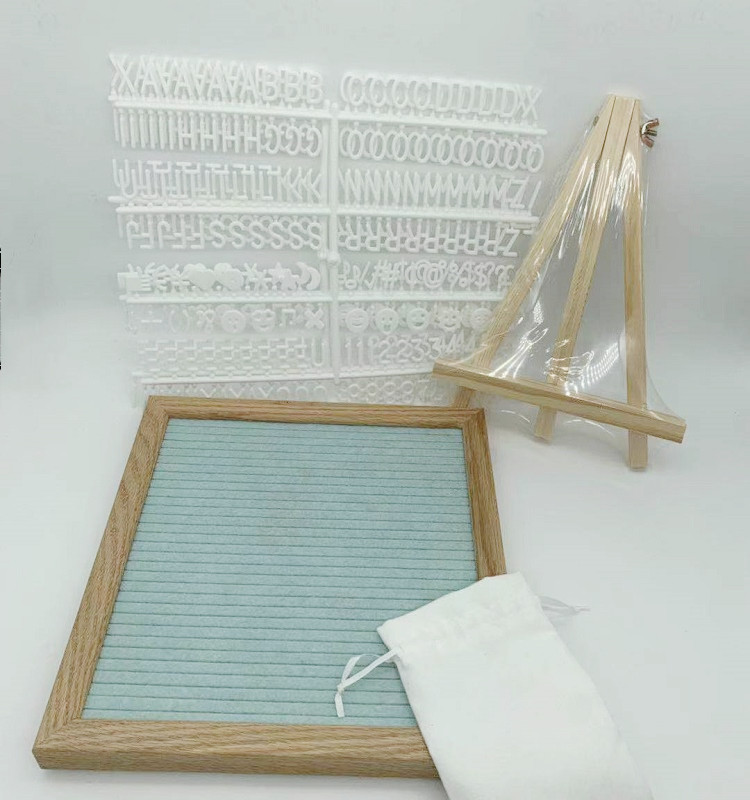  High quality 10*10 inches Light Blue Oak solid wood wooden crafts felt letter board for Advertising board