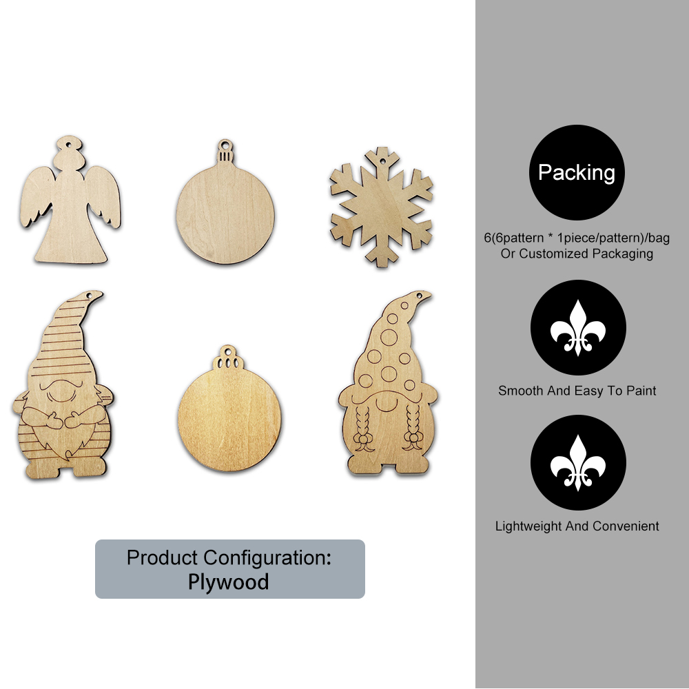 DIY Crafts Holiday Hanging Decorations unfinished Wooden ornaments Wood cutout crafts for promotion gifts