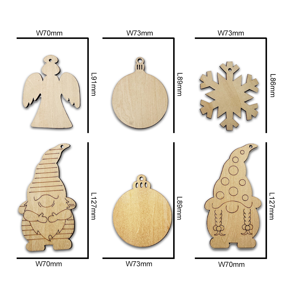 DIY Crafts Holiday Hanging Decorations unfinished Wooden ornaments Wood cutout crafts for promotion gifts