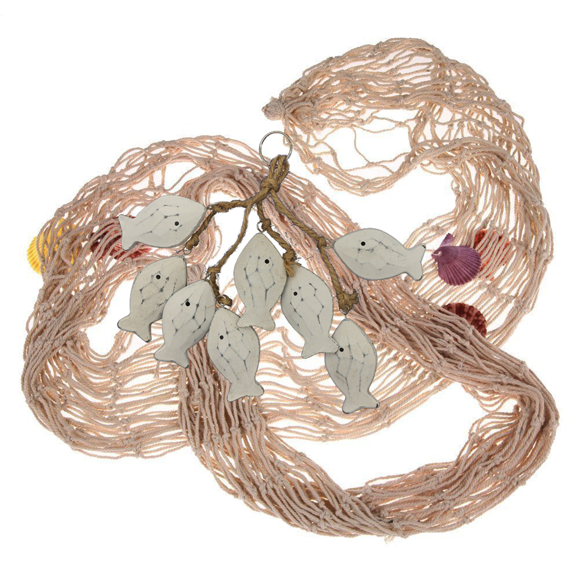 3 Inches Hand Carved Wood Fish Hanging with Jute Rope Nautical Decorated, Mediterranean Style For Wall Hanging Gift Craf