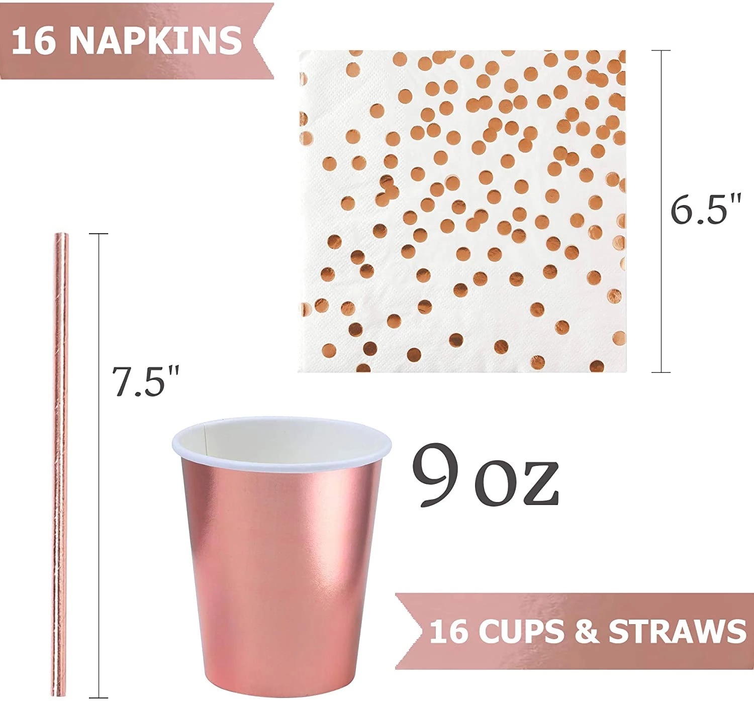 Hot rose gold theme wedding party disposable tableware