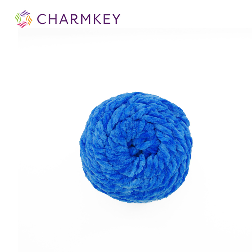 Charmkey 100% Polyester Velvet Chenille Yarn for  Fancy Knitting Ring SPUN Dyed