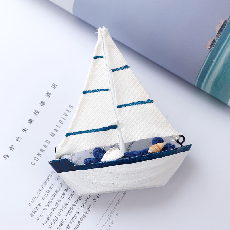 Mediterranean style Wooden mini sailboats nautical crafts living room desktop office decor home decoration