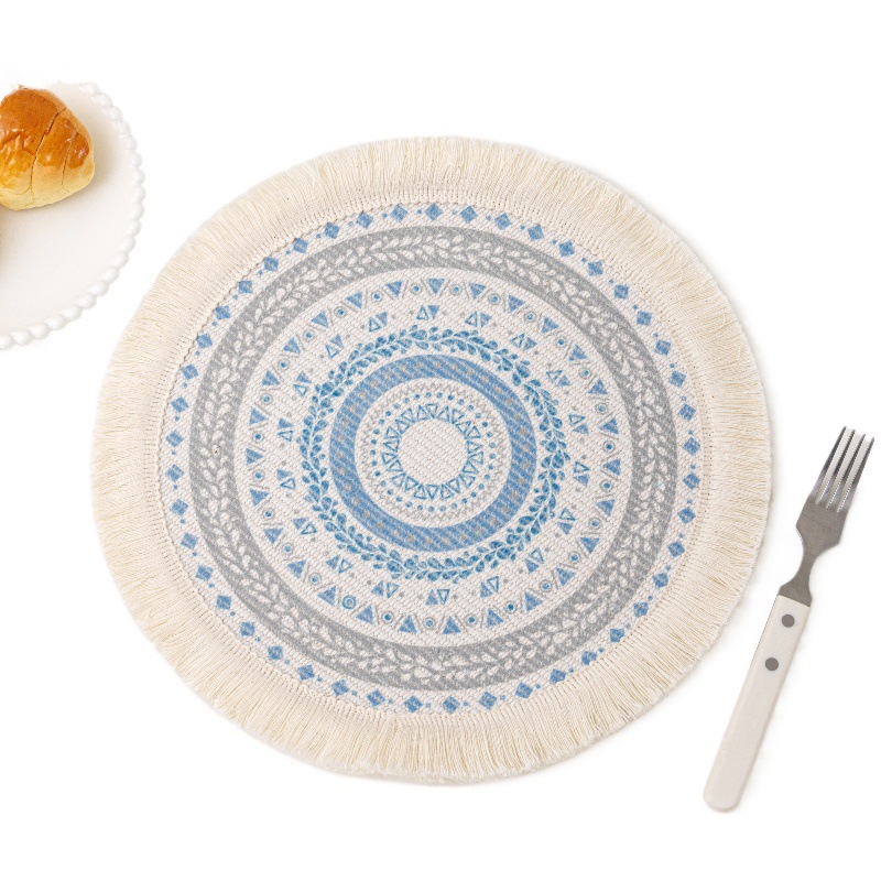 Boho Burlap Placement  Round Coasters for Drink Beer Mat for Restaurants Dining Table Cup Mat Tableware