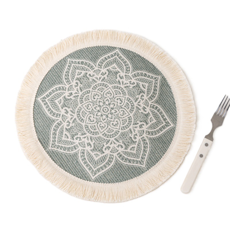 Boho Burlap Placement  Round Coasters for Drink Beer Mat for Restaurants Dining Table Cup Mat Tableware