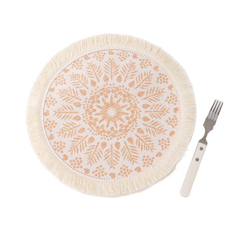 Boho Burlap Placement  Round Coasters for Drink Beer Mat for Restaurants Dining Table Cup Mat Tableware