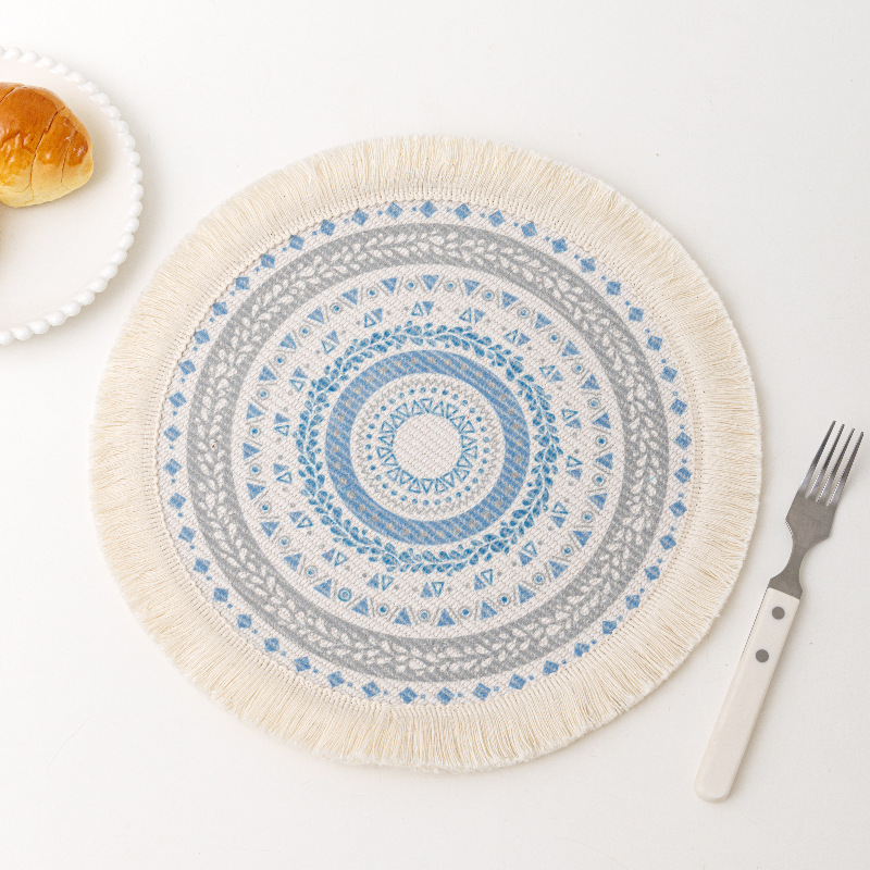 Boho Burlap Placement  Round Coasters for Drink Beer Mat for Restaurants Dining Table Cup Mat Tableware