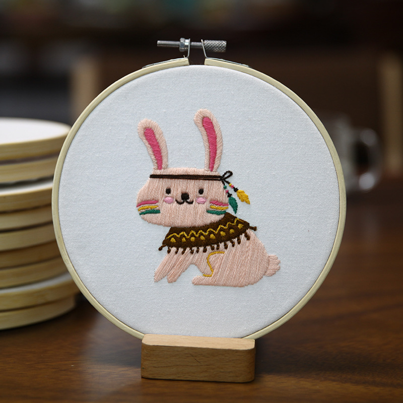 VANCY ARTS Animal Pattern Embroidery Kit for Beginner And Embroidery Hoop