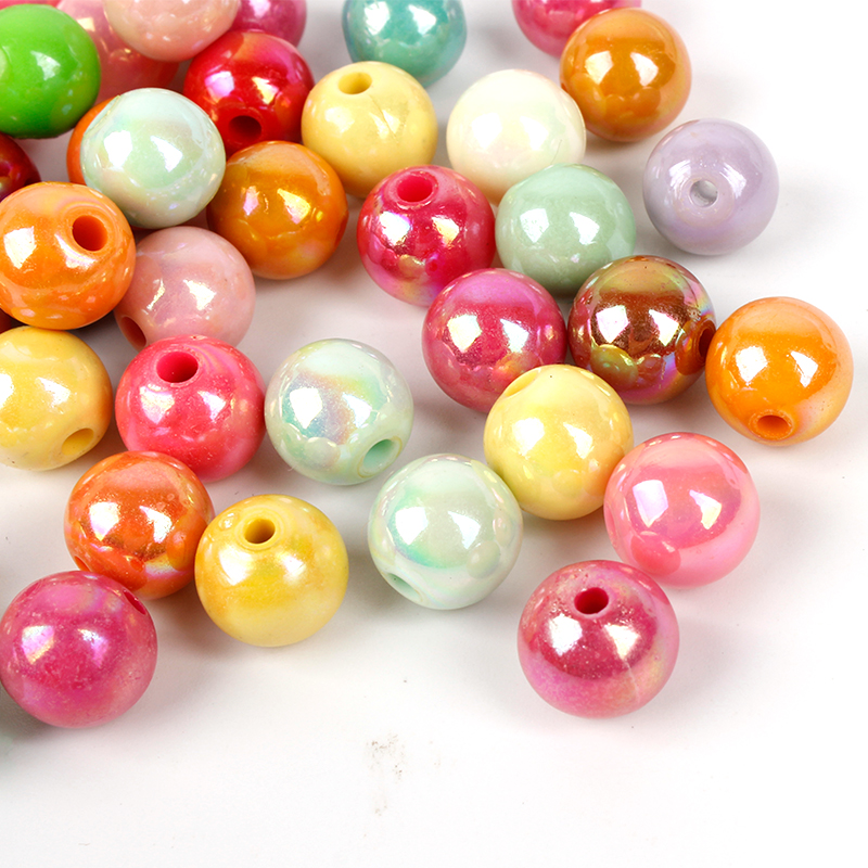 10mm Round Acrylic Opaque Solid Color Electroplated AB Color Beads as DIY Handmade Beads