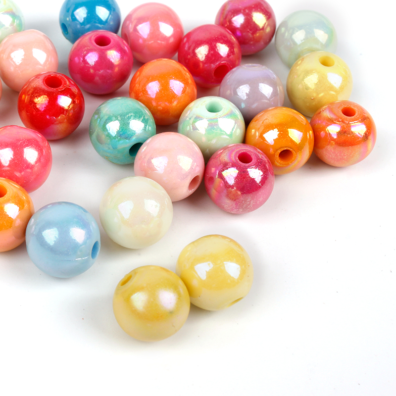 10mm Round Acrylic Opaque Solid Color Electroplated AB Color Beads as DIY Handmade Beads