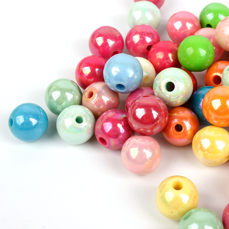 10mm Round Acrylic Opaque Solid Color Electroplated AB Color Beads as DIY Handmade Beads