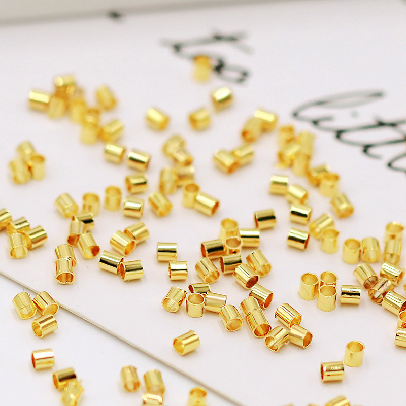 Gold Plated Tube Loose Bead Straight Spacer Beads 100pcs/bag  Hand String DIY Bracelet Accessories Morse Code Bracelet