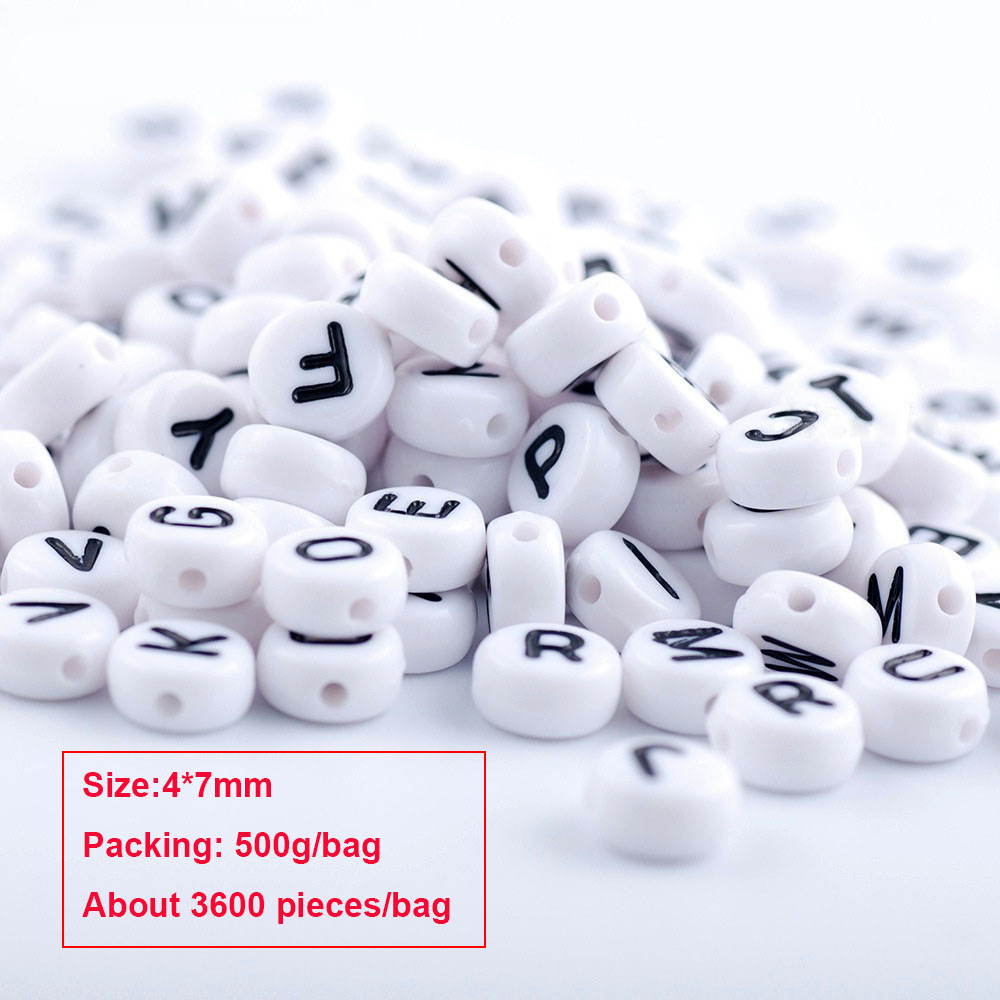 SB6262 plastic acrylic letter initial 4*7mm 500g A to Z 26 alphabet beads for jewelry DIY