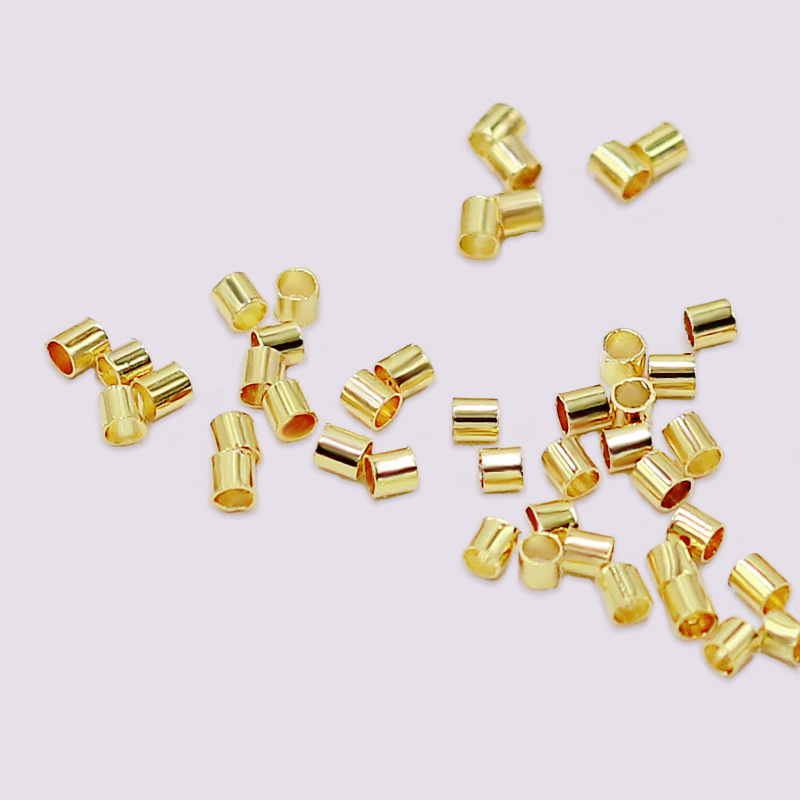 Gold Plated Tube Loose Bead Straight Spacer Beads 100pcs/bag  Hand String DIY Bracelet Accessories Morse Code Bracelet