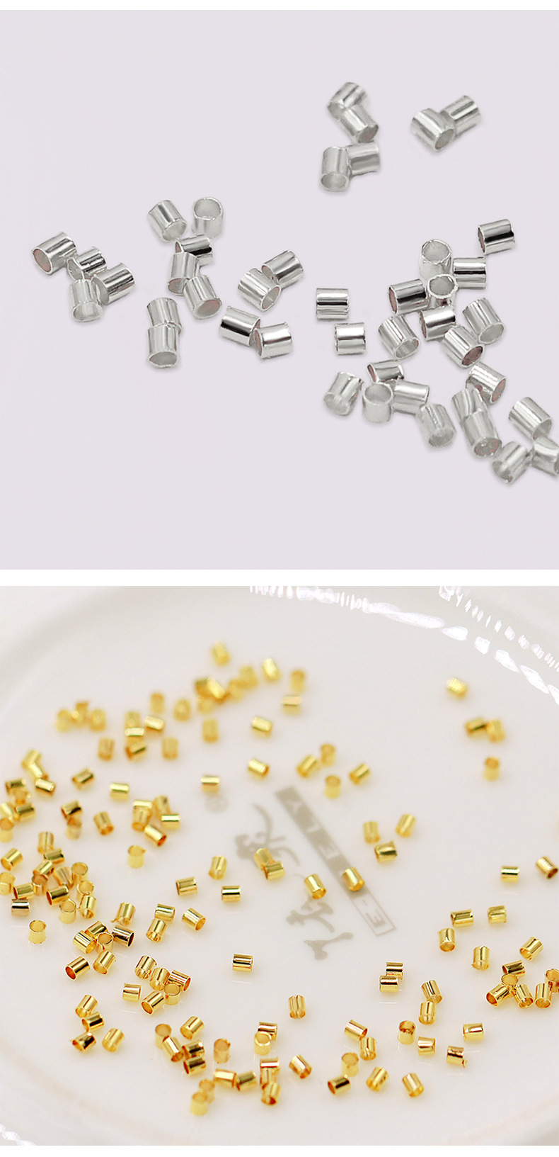Gold Plated Tube Loose Bead Straight Spacer Beads 100pcs/bag  Hand String DIY Bracelet Accessories Morse Code Bracelet