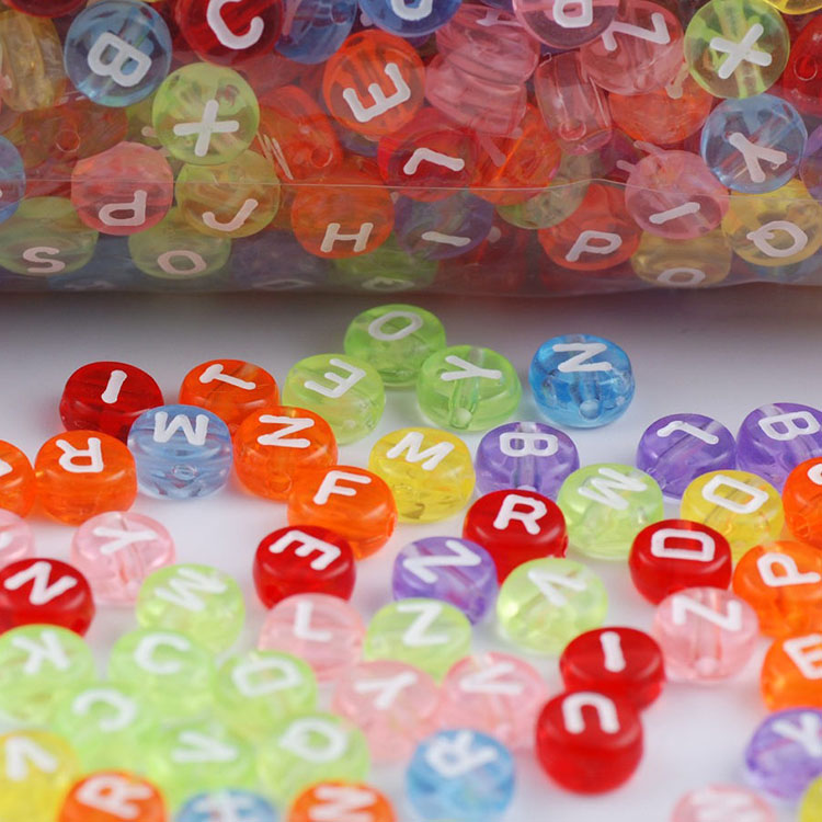 SB6262 plastic acrylic letter initial 4*7mm 500g A to Z 26 alphabet beads for jewelry DIY